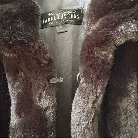 Donna Salyers Fabulous Furs Black Faux Fur Hooded Vest M 21x38 Luxury - Picture 8 of 12